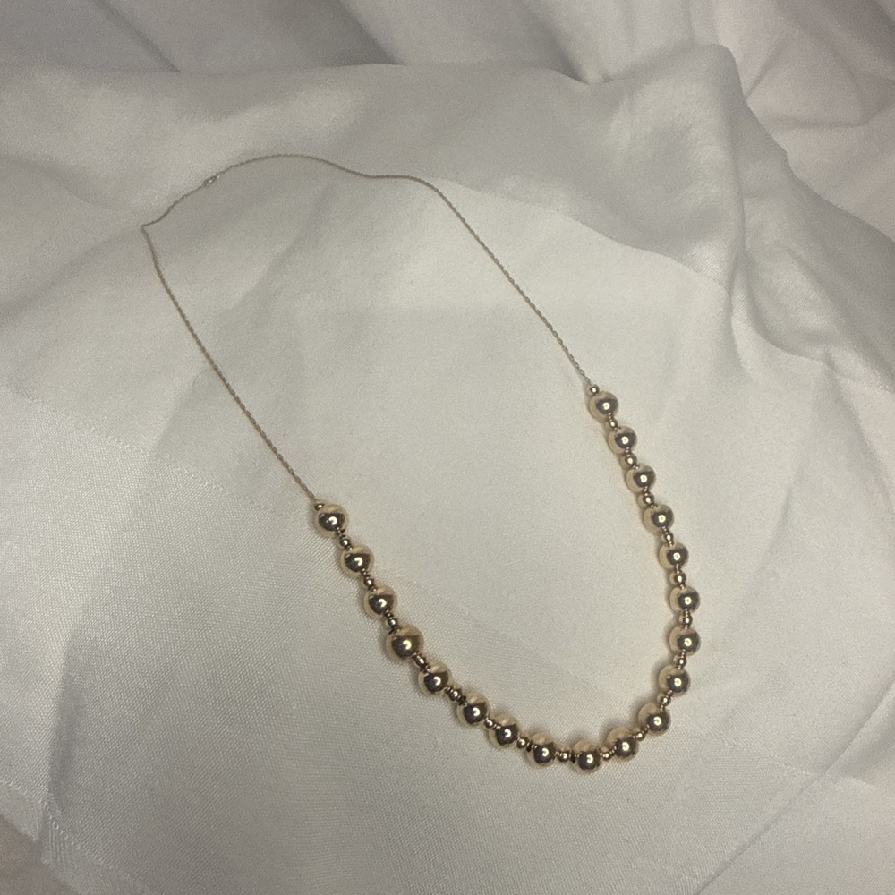 Vintage Estate Graduated Bead Ball 14k Gold 24" Chain Necklace 4.66g